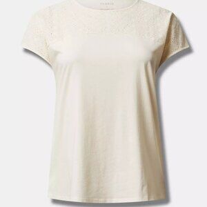 TORRID - Cotton Eyelet Inset Dolman Short Sleeve Tee Torrid size 3 (22-24)